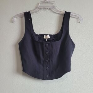 Wayf Navy Corset Crop Top XS